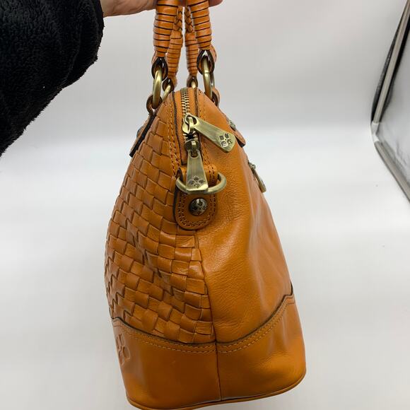 Patricia Nash Discovery Washed Woven Augusta Satchel Sun Orange Color - Picture 6 of 15